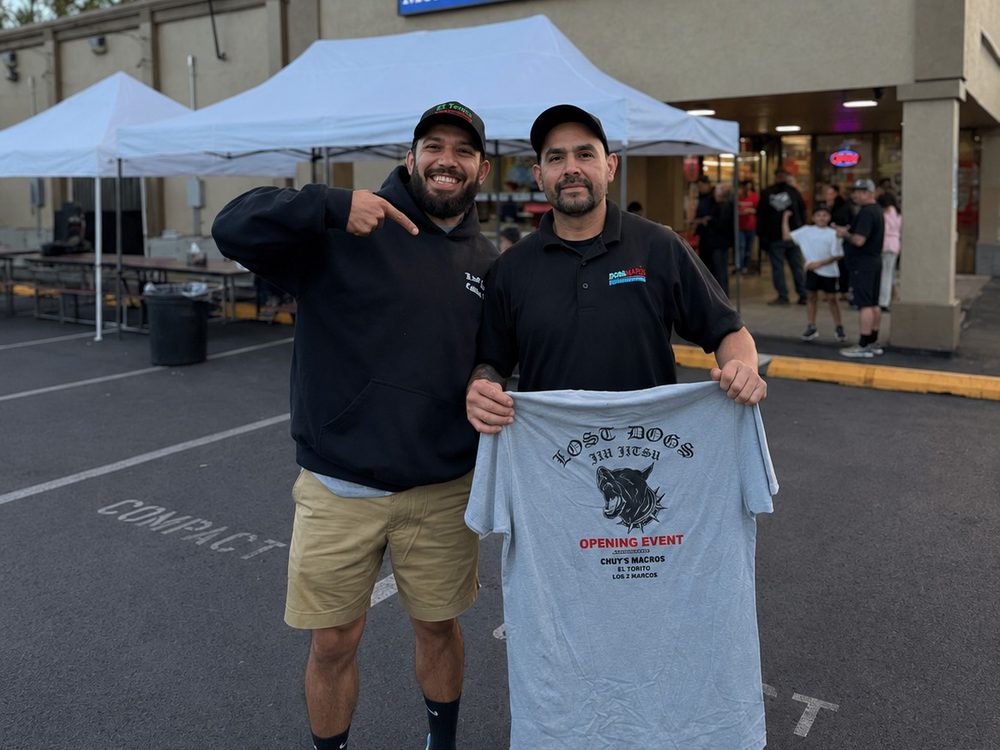 Screen printed t-shirts made for the Lost Dogs Jiu Jitsu grand opening at El Torito Supermarket
